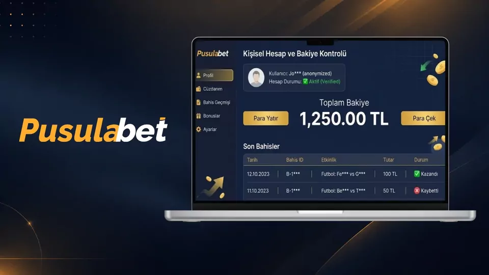 Pusulabet hesap ve bakiye ekranı